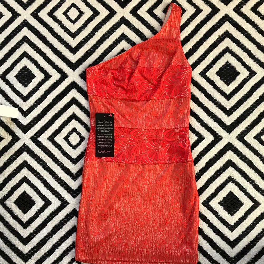 BEBE | Red Lace Cocktail Dress